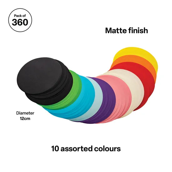 Matte Paper Circles 12cm 70gsm - Pack of 360 - Modern Teaching Aids NZ