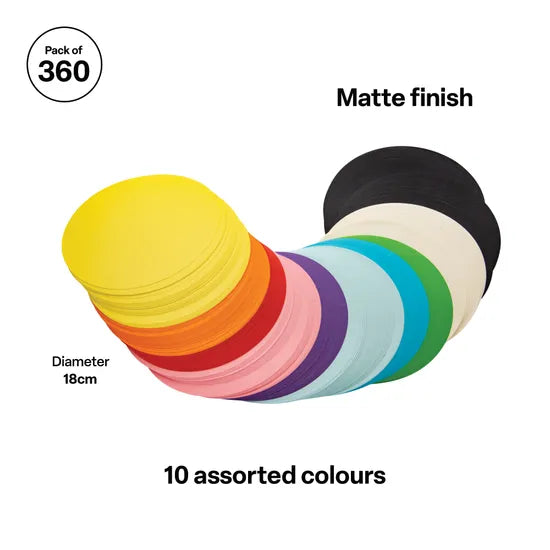 Matte Paper Circles 18cm 70gsm - Pack of 360 - Modern Teaching Aids NZ