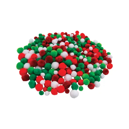 Christmas Assorted Sized Pom Poms - Pack of 300 - Modern Teaching Aids NZ