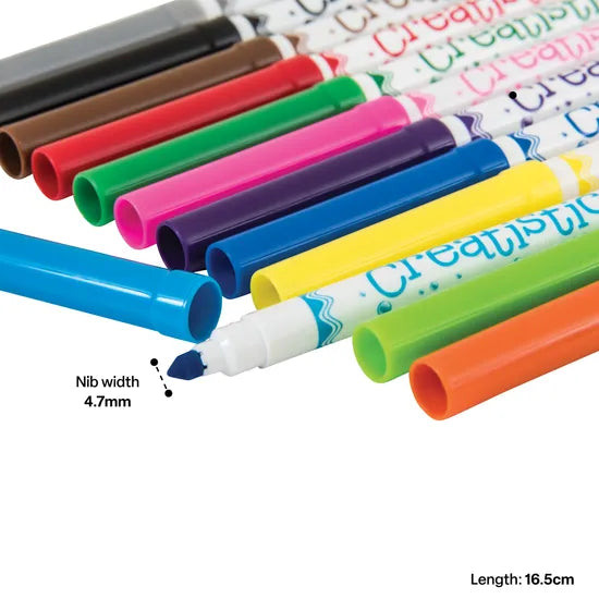 Creatistics Slim Colouring Markers - PK 12 - Modern Teaching Aids NZ