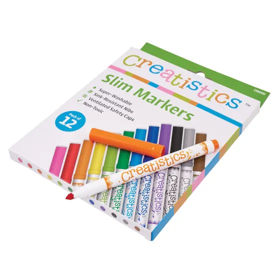 Creatistics Slim Colouring Markers - PK 12 - Modern Teaching Aids NZ