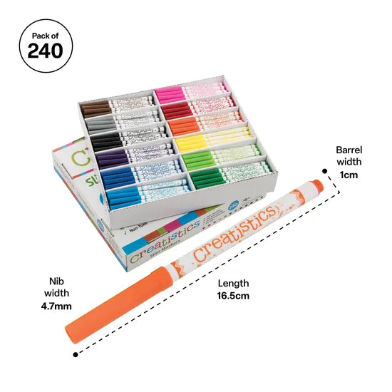 Creatistics Slim Colouring Markers - PK 240 - Modern Teaching Aids NZ