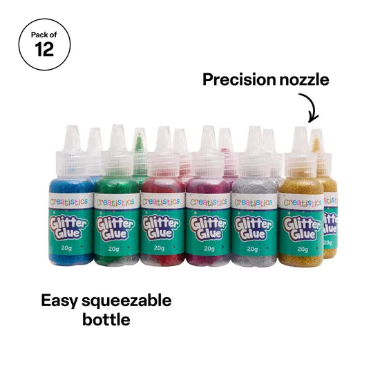 Creatistics Glitter Glue 20g 6 Colours - Pack 12 - Modern Teaching Aids NZ