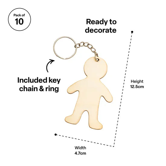 Wooden People Key Tags - Pack of 10 - Modern Teaching Aids NZ