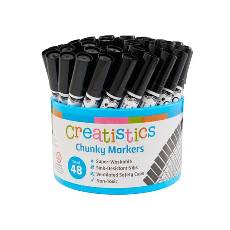 Creatistics Black Chunky Super Washable Markers - Tub of 48 - Modern Teaching Aids NZ