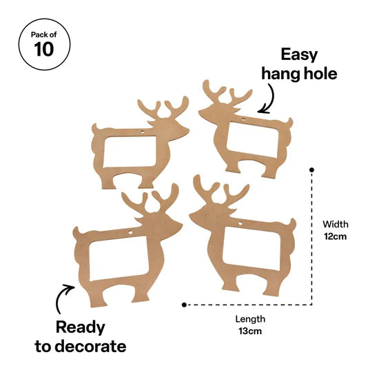 Reindeer Frame Ornaments - Pack of 10 - Modern Teaching Aids NZ