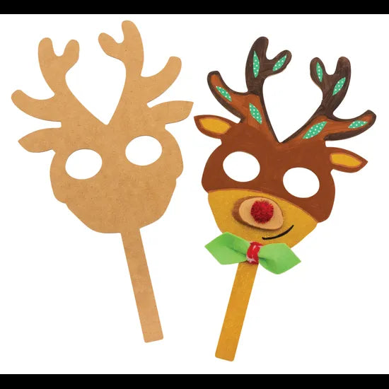 Wooden Reindeer Face Masks - Pack of 10 - Modern Teaching Aids NZ
