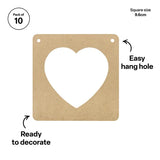 Creatistics Wooden Hanging Heart Frame- Pack of 10 - Modern Teaching Aids NZ