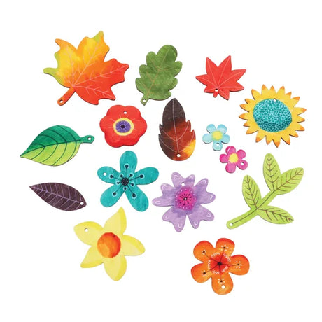 Wooden Leaf & Flower Shapes - Pack of 30 - Modern Teaching Aids NZ