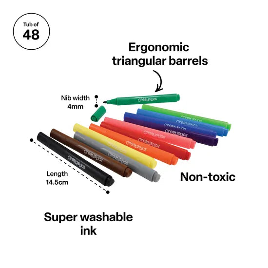 Chunky Triangular Markers - Tub of 48 - Modern Teaching Aids NZ