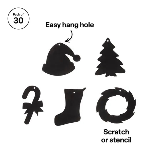 Scratch Christmas Decorations - Pack of 30 - Modern Teaching Aids NZ