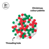Christmas Pom Pom Beads - Pack of 100 - Modern Teaching Aids NZ