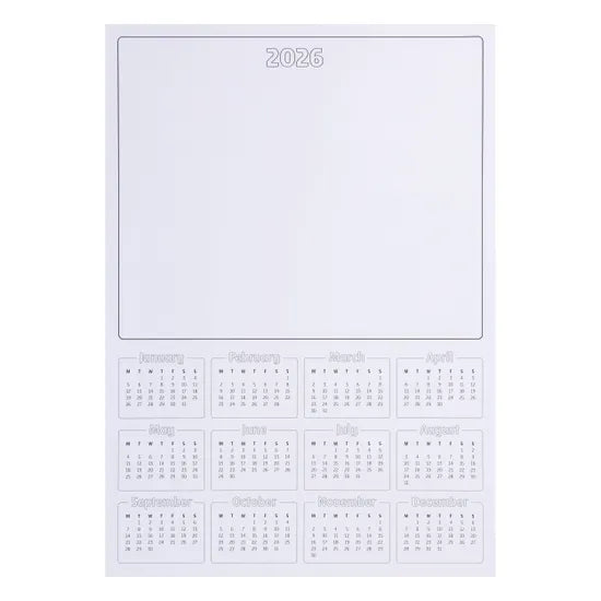 A4 Calendar Blanks 2026 - Pack of 25 - Modern Teaching Aids NZ