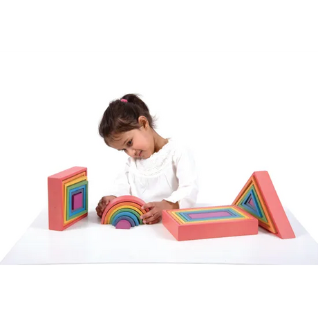Rainbow Architect Blocks Set - 28 pieces - Modern Teaching Aids NZ