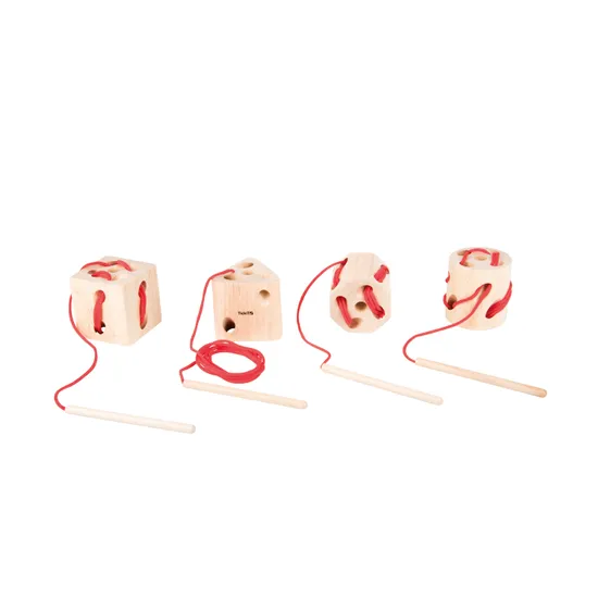 Wooden Lacing Shapes 4 Pieces - Modern Teaching Aids NZ