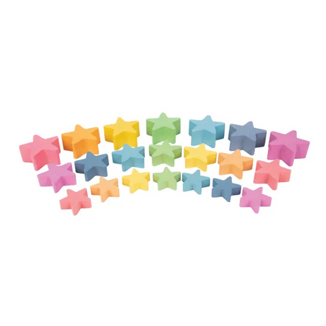 Rainbow Wooden Stars Set of 21 - Modern Teaching Aids NZ