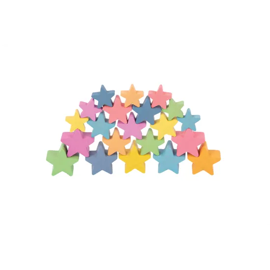 Rainbow Wooden Stars Set of 21 - Modern Teaching Aids NZ