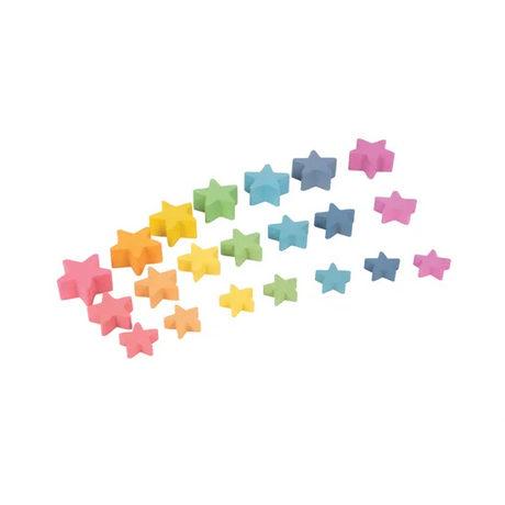 Rainbow Wooden Stars Set of 21 - Modern Teaching Aids NZ