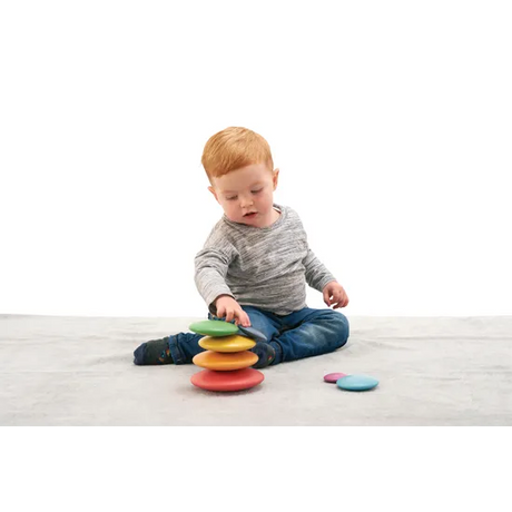 Rainbow Wooden Stacking Pebbles - 7 pieces - Modern Teaching Aids NZ