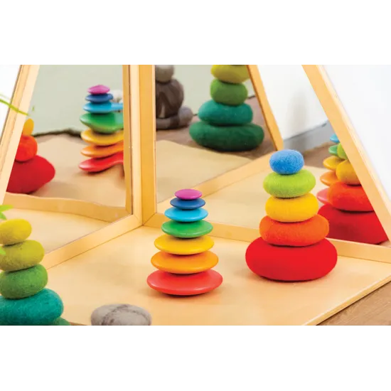 Rainbow Wooden Stacking Pebbles - 7 pieces - Modern Teaching Aids NZ