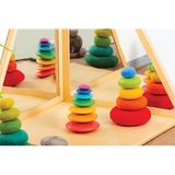 Rainbow Wooden Stacking Pebbles - 7 pieces - Modern Teaching Aids NZ