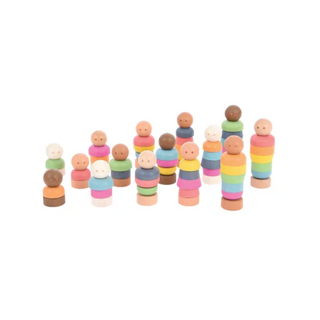 Rainbow Wooden Community People 15 Pieces - Modern Teaching Aids NZ