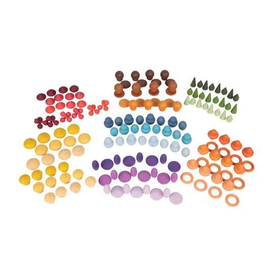 Colourful Wooden Treasures Set - 168 pieces - Modern Teaching Aids NZ
