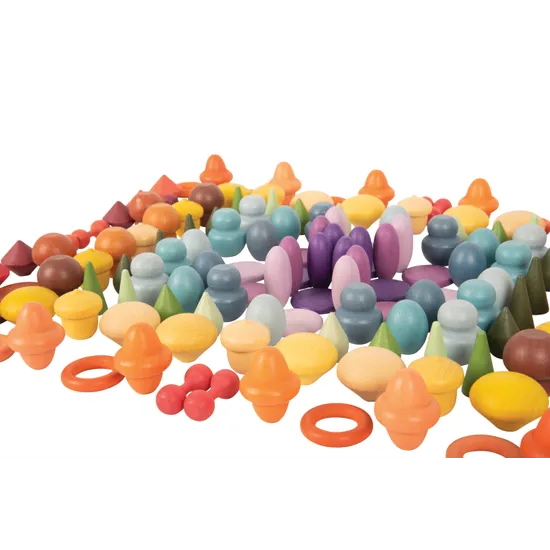 Colourful Wooden Treasures Set - 168 pieces - Modern Teaching Aids NZ