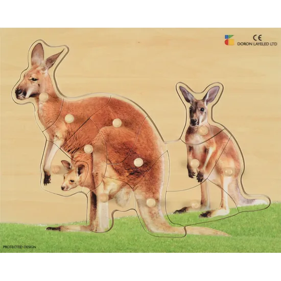 Wooden Kangaroo Puzzle - 12 Pieces - Modern Teaching Aids NZ