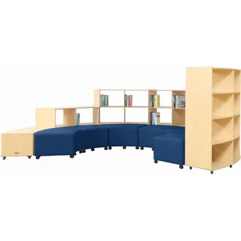 Natural Spaces Curved Hive Shelving and Ottomans - Steel Blue Vinyl