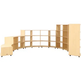Natural Spaces Curved Hive Shelving and Ottomans - Steel Blue Vinyl - Modern Teaching Aids NZ