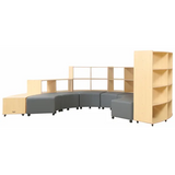 Natural Spaces Curved Hive Shelving and Ottomans - Grey Vinyl - Modern Teaching Aids NZ