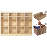 Natural Spaces 16-Compartment Storage Unit with Woven Baskets - Modern Teaching Aids NZ