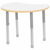 Natural Spaces Adjustable Height Cut Away Table - White - 57-79.5 (H) cm - Modern Teaching Aids NZ