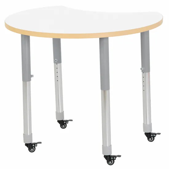 Natural Spaces Adjustable Height Cut Away Table - White - 57-79.5 (H) cm - Modern Teaching Aids NZ