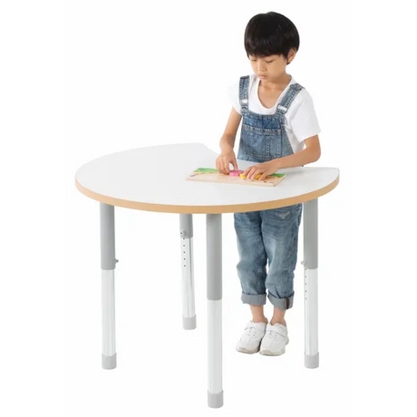 Natural Spaces Adjustable Height Cut Away Table - White - 57-79.5 (H) cm - Modern Teaching Aids NZ