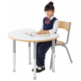 Natural Spaces Adjustable Height Cut Away Table - White - 57-79.5 (H) cm - Modern Teaching Aids NZ