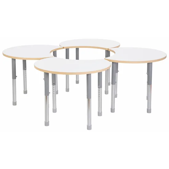 Natural Spaces Adjustable Height Cut Away Table - White - Set of 4 - 57-79.5 (H) cm - Modern Teaching Aids NZ