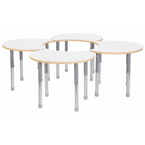 Natural Spaces Adjustable Height Cut Away Table - White - Set of 4 - 57-79.5 (H) cm - Modern Teaching Aids NZ