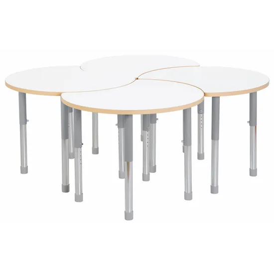 Natural Spaces Adjustable Height Cut Away Table - White - Set of 4 - 57-79.5 (H) cm - Modern Teaching Aids NZ