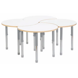 Natural Spaces Adjustable Height Cut Away Table - White - Set of 4 - 57-79.5 (H) cm - Modern Teaching Aids NZ