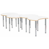 Natural Spaces Adjustable Height Cut Away Table - White - Set of 4 - 57-79.5 (H) cm - Modern Teaching Aids NZ