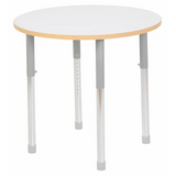Natural Spaces Adjustable Height Round Table - White - 85 (dia.) x 57-79.5 (H) cm - Modern Teaching Aids NZ