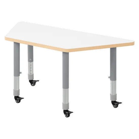 Natural Spaces - Trapezoidal Table - White - 120 x 50 cm - 39-61.5 cm - Modern Teaching Aids NZ