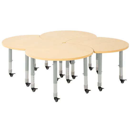Natural Spaces - Cut Away Table Kit - Natural - Set of 4 - 39-61.5 cm - Modern Teaching Aids NZ