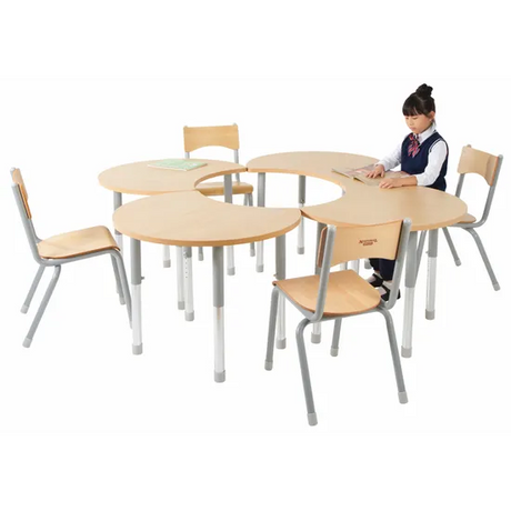 Natural Spaces - Cut Away Tables - Natural - Set of 4 - 57-79.5 cm - Modern Teaching Aids NZ