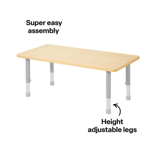 Natural Spaces - Rectangle Table - Natural - 120 x 60 cm - 39-61.5 cm - Modern Teaching Aids NZ