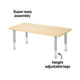 Natural Spaces - Rectangle Table - Natural - 120 x 60 cm - 39-61.5 cm - Modern Teaching Aids NZ