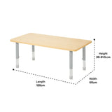 Natural Spaces - Rectangle Table - Natural - 120 x 60 cm - 39-61.5 cm - Modern Teaching Aids NZ