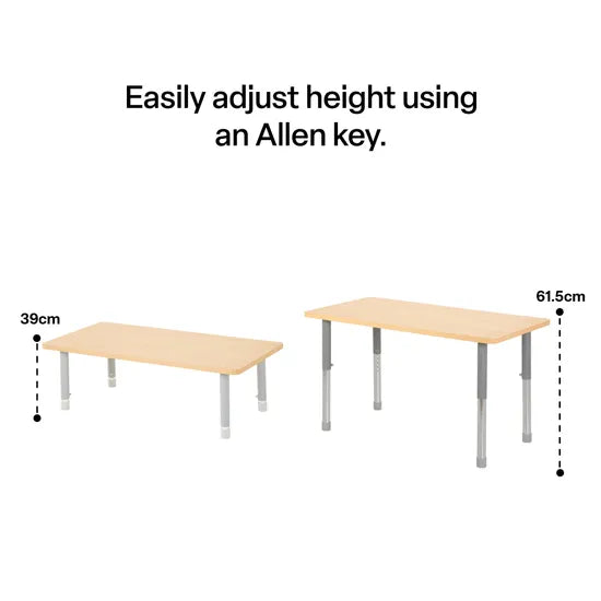 Natural Spaces - Rectangle Table - Natural - 120 x 60 cm - 39-61.5 cm - Modern Teaching Aids NZ